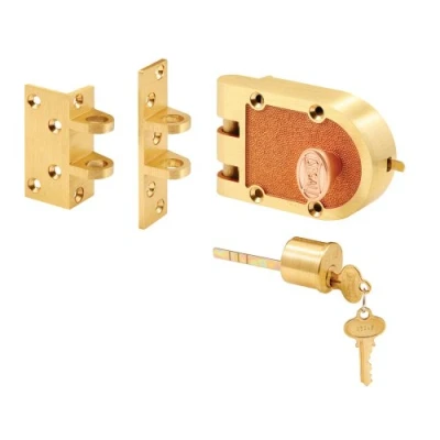 Image of PRIME LINE SE 15361 Deadbolt, Solid Bronze Alloy, Brushed Brass, Angle and Flat Strike, Single Cylinder Door Lock, 1 Pack