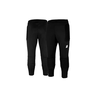 Image of Reusch Men&#039;s Contest 3/4 Short Advance Adult Football Goalkeeper Trousers Padded, Black/Silver, XXL