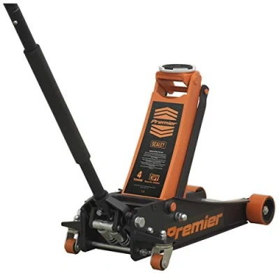 Image of Sealey 4 Tonne Low Profile Trolley Jack, Car with Rocket Lift Orange 4040AO