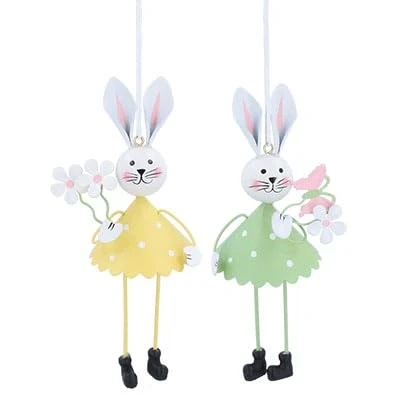 Image of Gisela Graham Tin Bunny Easter Decorations set of two