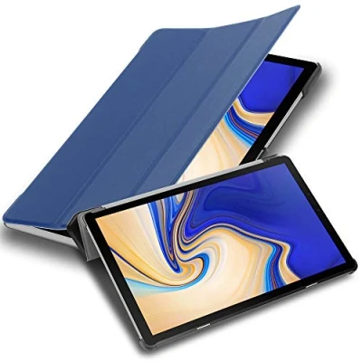 Image of cadorabo Tablet Case works with Samsung Galaxy Tab S5e (10.5&quot; Zoll) SM T725N in JERSEY DARK BLUE Ultra Thin Book Style Protection Cover made of Faux Leather Auto Wake Up Stand Function