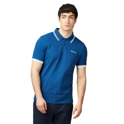 Image of Ben Sherman Men&#039;s Signature Pique Polo T Shirt, 100% Organic Cotton, Regular Fit (Royal Blue.) M