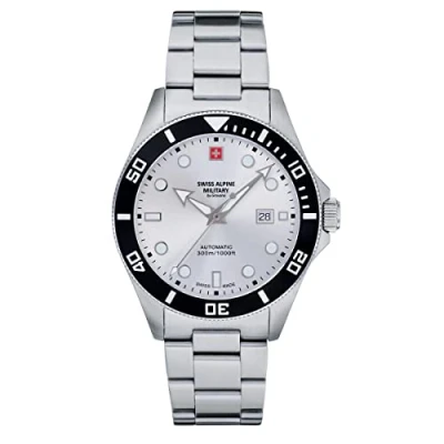 Image of Swiss Alpine Military Men&#039;s Watch Analogue Automatic 7095.2 Stainless Steel, Steel/black/silver 2132sam, Bracelet