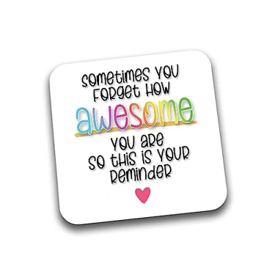 Image of Rib Ticklerz Funny Coaster Coffee Tea Drinks Gift For Work Colleague Bestie You&#039;re Awesome This Is Your Reminder Appreciation Birthday Thank You DC17