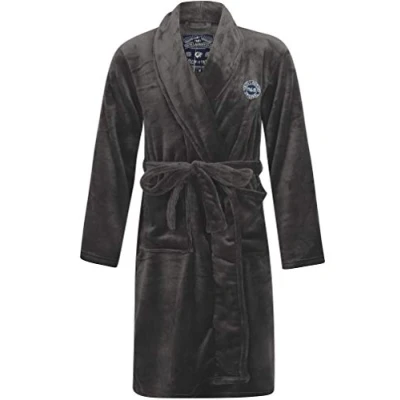 Image of Tokyo Laundry Men&#039;s Alps Fleece Dressing Gown Dark Grey M