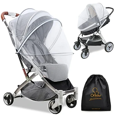 Image of Orzbow Universal Baby Mosquito Net for Pushchair,Breathable Pram Fly Insect Bug with Two way Zippers &amp; Storage Bag,Foldable Stable Protection Cover Car Seat,Buggy,Carrycot Crib (Grey)
