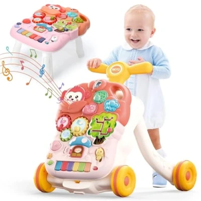 Image of Coo11 First Step Baby Walker, 4 in 1 Walker Sit to Stand, Early Education Activity, Multifunctional Suitable for 12 Months + Kids