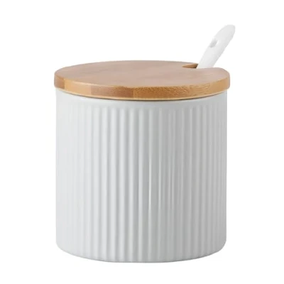 Image of Dowbom Sugar Bowl With Lid And Spoon, Jar, Pot, Dish, Storage Container (Gray)