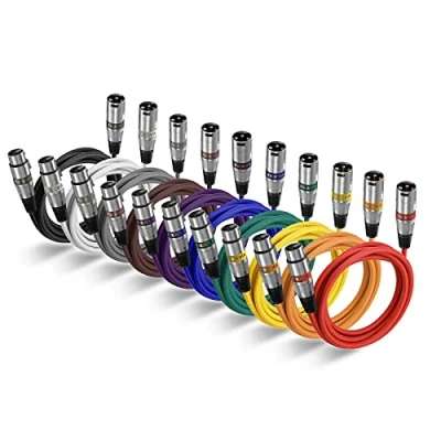 Image of EBXYA XLR Cable 1M/3FT 10 Pack Microphone Mic Patch Colour Lead Cords Male to Female Jack Balanced