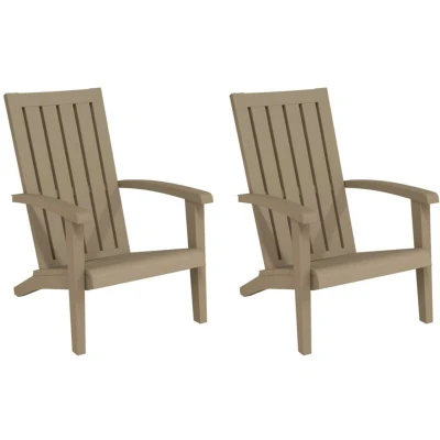 Image of vidaXL Garden Adirondack Chairs 2 pcs Light Brown Polypropylene