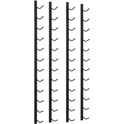 Image of vidaXL Wall Mounted Wine Racks for 12 Bottles 2 pcs Black Iron