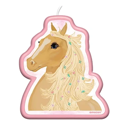 Image of Amscan 9909888 Horse Motif Candle, Multi Colour