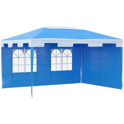 Image of Outsunny 4 X 3 M Garden Gazebo Outdoor Canopy Marquee Party Tent Shelter Blue