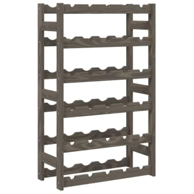 Image of vidaXL Solid Pinewood Wine Rack for 30 Bottles Grey Freestanding Wave Board Design Display in Kitchen, Dining Room, Bar