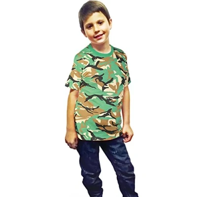 Image of WickedFun® Children Boys Military Camouflage CAMO T Shirt Army Combat Fancy Dress Shirts TOP Age 5 13 Years (13 Years, Shirt)