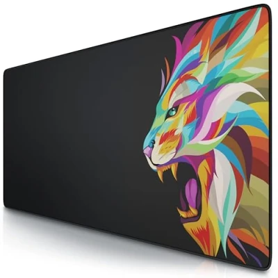 Image of TITANWOLF XXL Mouse Mat Pad 900 x 400 3mm Speed Gaming Extra Large MousePad Table Size Improved Precision and Design Color Lion 2