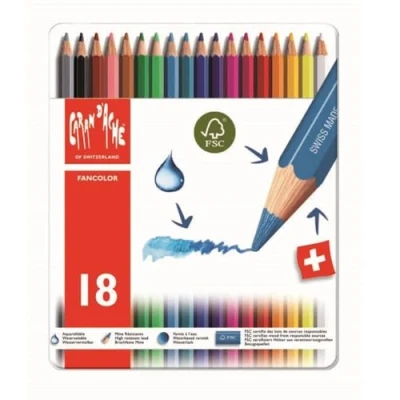 Image of Creative Art Materials Caran D&#039;Ache Fancolor Water Soluble Pencils 1, Multi Colour