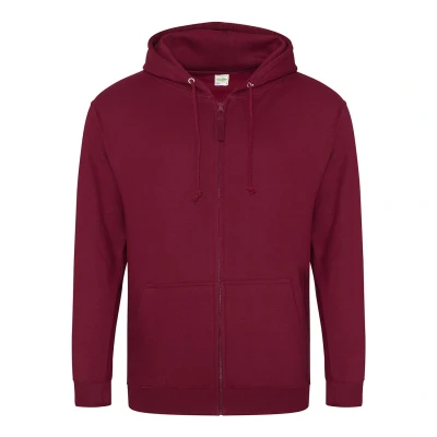 Image of AWDis Just Hoods Men&#039;s Zoodie Hoodie, Red (Burgundy), Medium