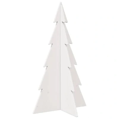 Image of vidaXL Wooden Christmas Tree for Decoration White 80 cm Solid Wood Pine
