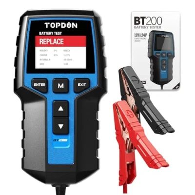 Image of TOPDON Car Battery Tester BT200, 12V/24V 100 2000CCA, with Cranking Charging Tests, for Cars Motorcycles Boats SUVs Trucks, Both Professionals and DIYers
