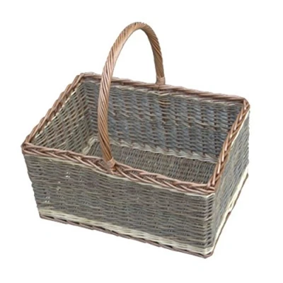 Image of Red Hamper S051G/HOME Wicker Bakers Shopping Basket Green Finish