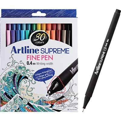 Image of Artline &#039;Supreme Fine Pen&#039; EPFS 200 Fineliner Pens 0.4mm Bright Vivid Colours For Technical Drawing Pack 30, drawing, decorating, sketching, designing, illustration art