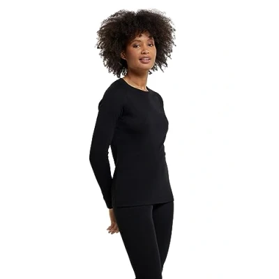 Image of Mountain Warehouse Talus Womens Long Sleeves Baselayer Top Thermal Underwear, Lightweight Ladies Tee Shirt, Breathable, Easy Care for Black Women&#039;s Size 14