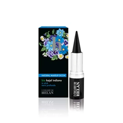 Image of Helan I Colori Bio Indian Kajal Eyeliner for Intense Make Up, Black Pencil Valid as Eye Liner and Eyeshadow to Blend Soft, Blushable &amp; Long Lasting Stick Made in Italy