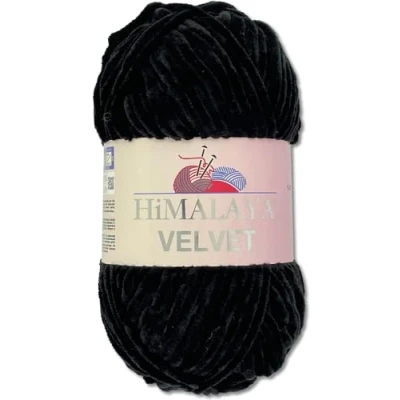 Image of Himalaya Velvet Dolphin Wool 100 g 40 Colours to Choose From Chenille Knitting Yarn Fluffy Shiny Accessory Clothing Blankets (90011 Black)