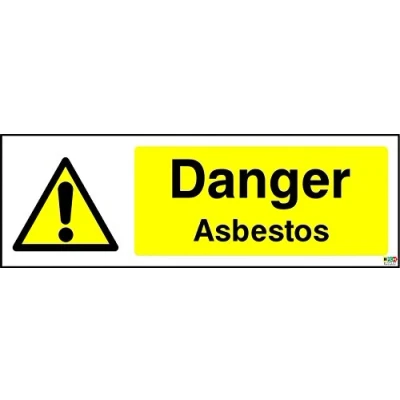 Image of Warning Danger Asbestos safety sign 1.2mm rigid plastic 300mm x 100mm