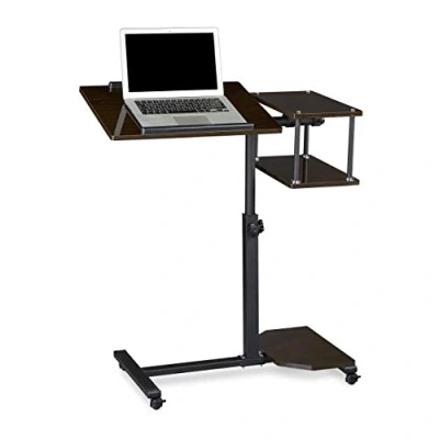 Image of Relaxdays Height Adjustable Notebook Stand/Sofa Table Laptop Desk with Wheels, Wood, Black, 100x77x40cm