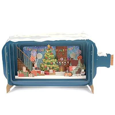 Image of Message In A Bottle Xmas Night Pop Up Christmas Greeting Card By Alljoy Cards XMIB057