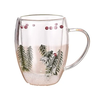 Image of TAOLE Glass Coffee Mug 350ml, Double Walled Espresso Cups Mugs for Hot Drinks with Handles Insulated Latte, Cappuccinos, Cold Drink,