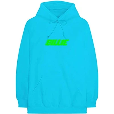 Image of Billie Eilish Hoodie Thermal Photo Official Unisex Neon Blue Pullover M