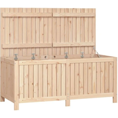 Image of vidaXL Solid Wood Pine Garden Storage Box Rustic Look Ample Space 147x68x64 cm Hydraulic Gas Lift Lid Ventilated Design