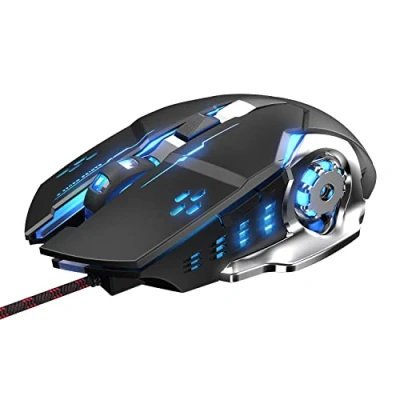 Image of LiBO&amp;HKBO Gaming Mouse Wired, USB Optical Computer Mice with RGB Backlit, 4 Adjustable DPI Up to 3600, Ergonomic Gamer Laptop PC 6 Programmable Buttons for Windows 7/8/10/XP Vista