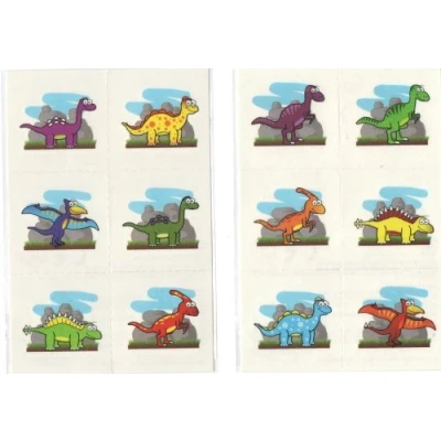Image of Henbrandt 12 x Mini Dinosaur Temporary Tattoos for Children 12pc Packs Kids Party Bag Favours Loot Fillers Lucky Dip Assorted Dinosaurs Dino Boys and Girls