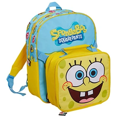 Image of SpongeBob SquarePants Backpack with Cool Lunch Bag Boys Girls School 2 Piece Set Detachable