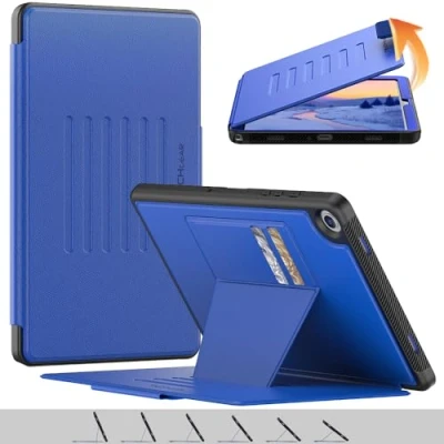 Image of TECHGEAR Enduro Case For Samsung Galaxy Tab A9 Plus 11&quot; (SM X210 / SM X215) Tough &amp; Rugged Strong Magnetic Flip [Auto Sleep/Wake] Drop Proof Cover with [Multi Angle Stand] Card Slots, Red
