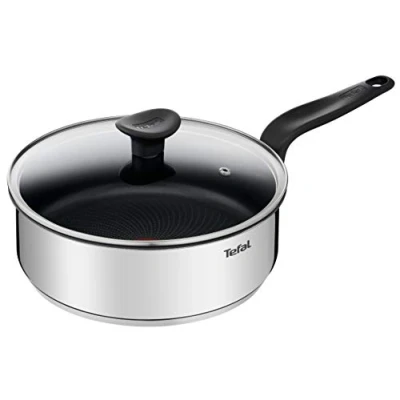 Image of Tefal Primary E3093204 Stainless Steel 24cm Saute Pan with Lid, Non Stick Pan, Induction Compatible