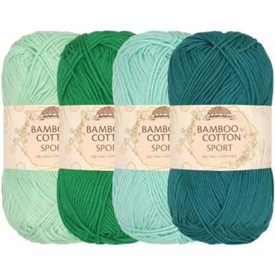 Image of JubileeYarn Bamboo Cotton Sport 4 Ply Yarn 50g/Skein Shades of Green Skeins