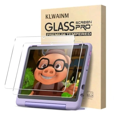 Image of KLWAINM [2 Pack] 10 Kids Pro Tablet 2023 Only Tempered Glass Screen Protector with 2.5D 9H HD Anti Scratch Transparent Clear Bubble Free Protective Film