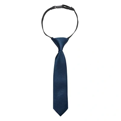 Image of DQT Plain Satin Pre Tied Elasticated Adjustable Neck Tie for Boys 0 2 Years Old Navy Blue