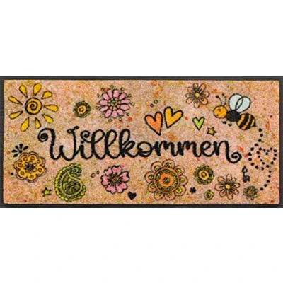 Image of Wash+Dry Door Mat with German Text Bring Glück herein (Bring herein) 35 x 7