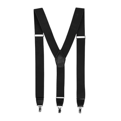 Image of Alanna Jones Men Braces Y Style Stainless Steel Metal Clips One Size Adjustable Suspenders Trouser Salopette Strong (Black)