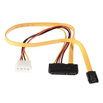 Image of POPPSTAR 0.5m Sata 3 HDD SSD Dual cable, data and power up to 6 Gbps, yellow