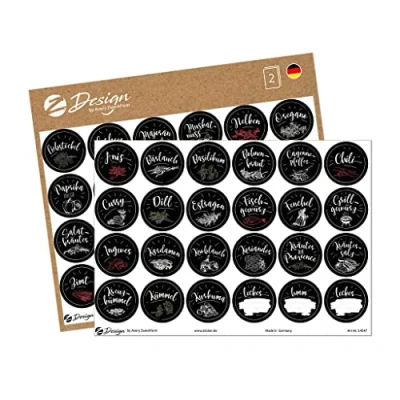 Image of AVERY Zweckform 54547 Spice Stickers 48 Pieces (Stickers on A5 Sheet, Labels for Kitchen, Spices, Labels, Rack, Adhesive Oil Repellent, Wipe Clean, Waterproof)