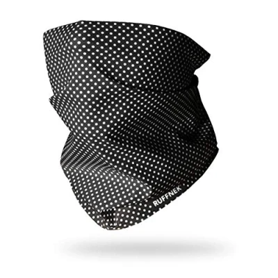 Image of Ruffnek B&amp;W POLKADOT Multifunctional Headwear Neck warmer snood tube scarf Men, Women Cycling, Hiking, Skiing, Running, Biker