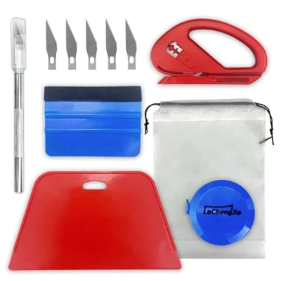 Image of Wallpaper Smoothing Tool Kit，Window Film Tool, Hand Kit,with Safety Tailoring Felt Scraper Tape Measure and a Storage Bag