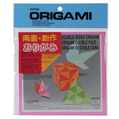 Image of Aitoh Double Sided Origami Paper, 6 X inch Squares, 36 Sheets, Assorted Colors (WM 100)